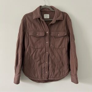 Abercrombie & Fitch Soft A&F Oversized Quilted Shirt Jacket Rose Mauve XS